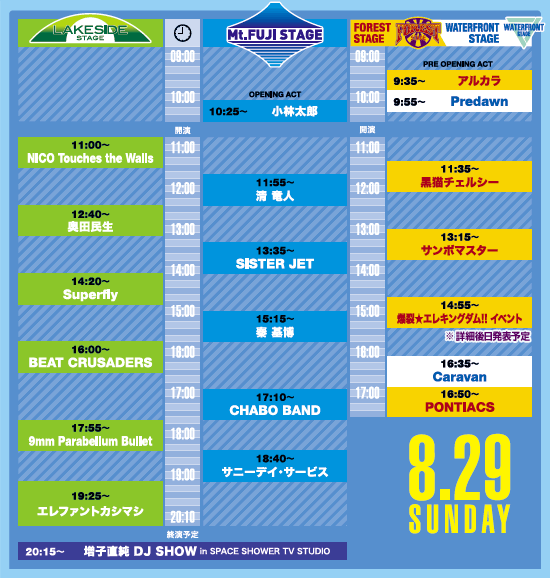 8月29日 タイムテーブル